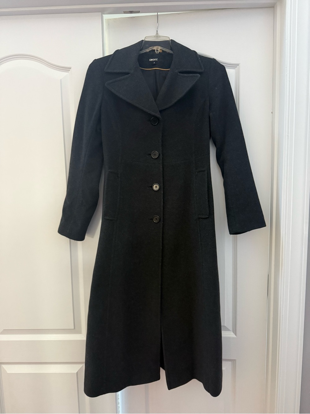 Classic Gray Black Women's Long Wool Coat